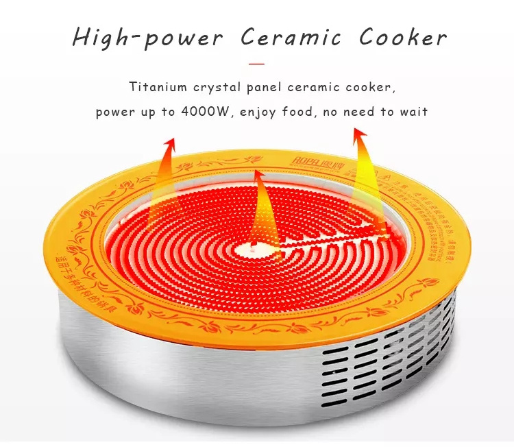 Restaurant 2 In 1 Round Electric Korean BBQ Grill Hotpot Function With bbq smoke exhauster