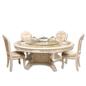 European style solid wooden rotating dining table