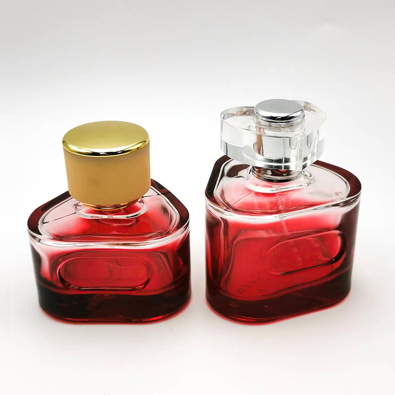 Perfume Glass Bottle 50ml 100ml Empty Perfume Bottle Red Luxury Triangles Perfume Spray Bottle