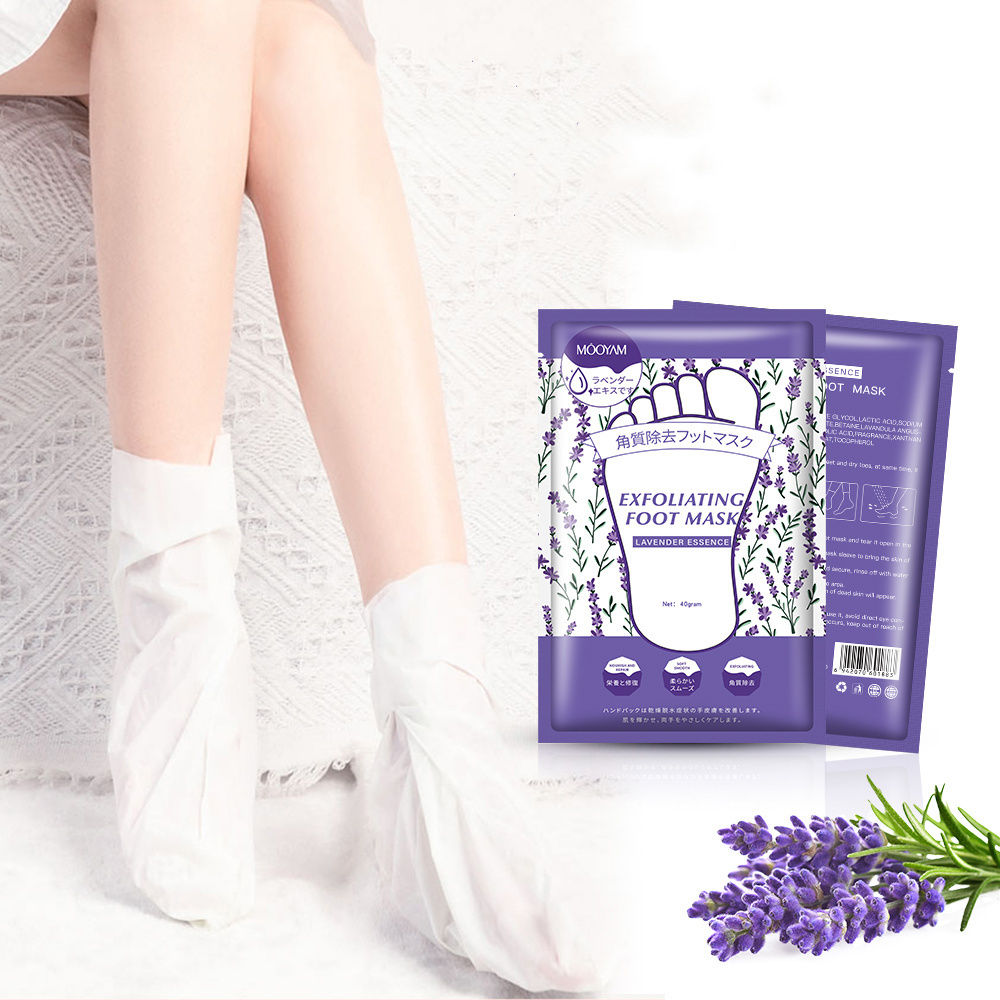 OEM Foot Skin Care Sheet Mask Socks Exfoliating Peel Cracked Heels Dry Dead Hydrating Moisturising Lavender Foot Mask