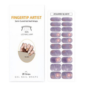 Aopmall Factory Nail Supplier New Designs Custom Semi Cured Gel Nail Polish Sticker Wraps