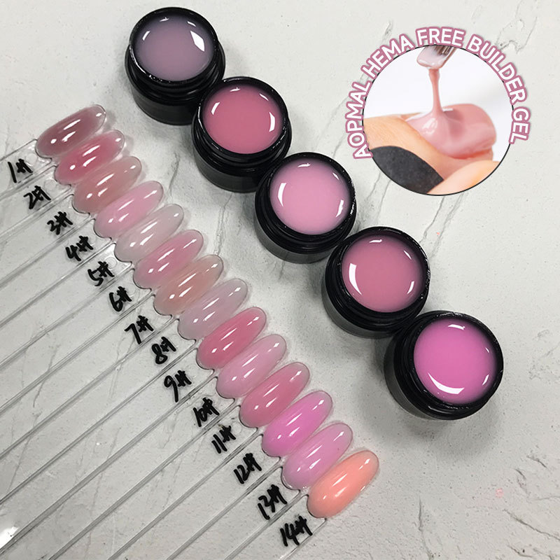 AOPMALL Customized No Heat Hema Free Builder Nail Gel Clear Solid Builder Hard Gel Extension Nails Nude Light Colors