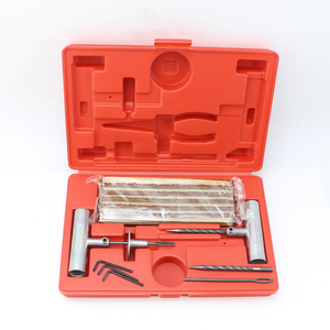 Red Box Tire Repair Tool Kit Split Eye Needle Zinc T-Handle Insert Tool Spiral Cement Tool 6*200mm Tyre Seals Brown Tire Strings