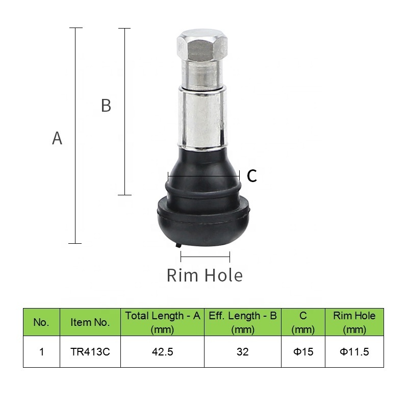 TR414C Tire Valve Brass TR413C Snap in Valve TR412C TR415C TR418C Tubeless Rubber Tyre Air Valve Stem Car Tire Plug