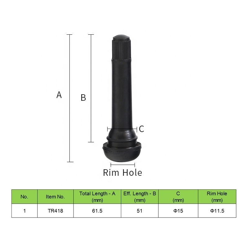 Brass Core Professional Tubeless Tire Valves for Car TR418 Factory Direct Supply Snap in Rubber Tire Valve TR418