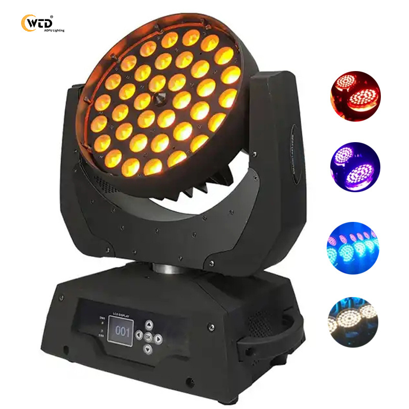 AOPU RGBWA+UV 36x18W 6in1 Magnetic Shower Head LED Wash Zoom Moving Head Light For Bar Night Club