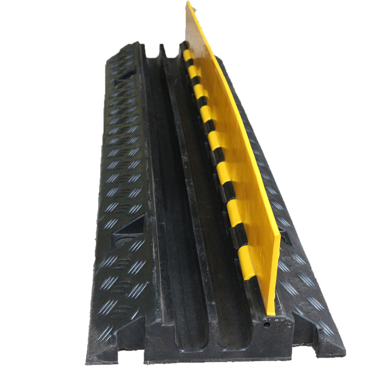 AOPU Yellow Flexible PVC Cover 2 Channel Stage USE Rubber And Plastic Cable Tray Floor Cable Cover Protector