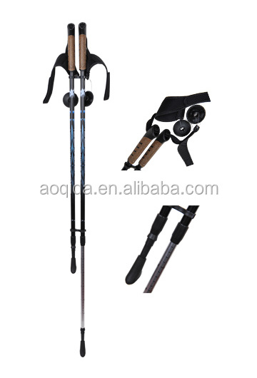 two sections alum / carbon fiber adjustable walking cane Nordic walking poles