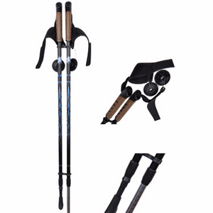 two sections alum / carbon fiber adjustable walking cane Nordic walking poles