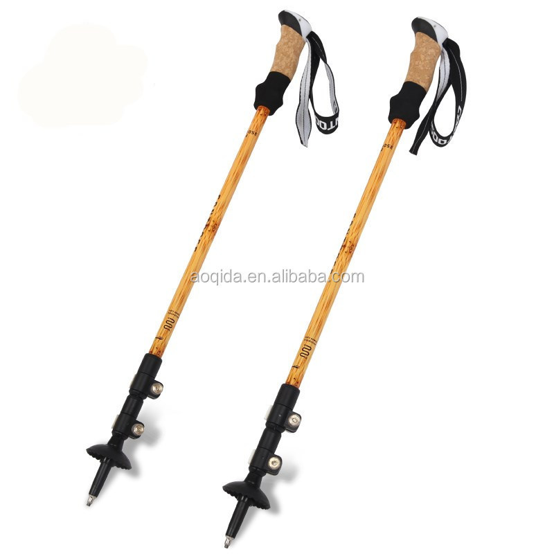 AOQIDA Collapsible Aluminum Trekking Hiking / Walking Stick Poles with Flip Locks and EVA Grip nordic walking pole ski pole