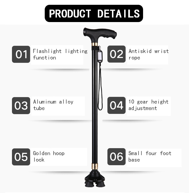 2024 AOQIDA new supply high quality alum adjustable two sections walking stick for old man cane for elderly