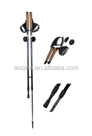 two sections alum / carbon fiber adjustable walking cane Nordic walking poles