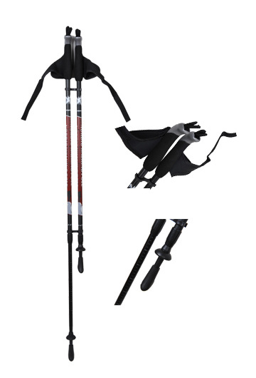 Quick lock/open strap two section comfortable trekking poles cork handle nordic walking sticks