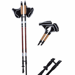 Quick lock/open strap two section comfortable trekking poles cork handle nordic walking sticks