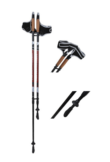 Quick lock/open strap two section comfortable trekking poles cork handle nordic walking sticks