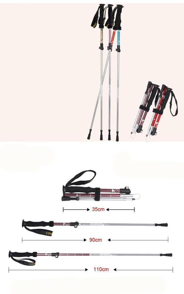 AOQIDA Foldable  five sections Hiking & Trekking Poles, 2 Extremely Lightweight Collapsible Folding Walking Sticks