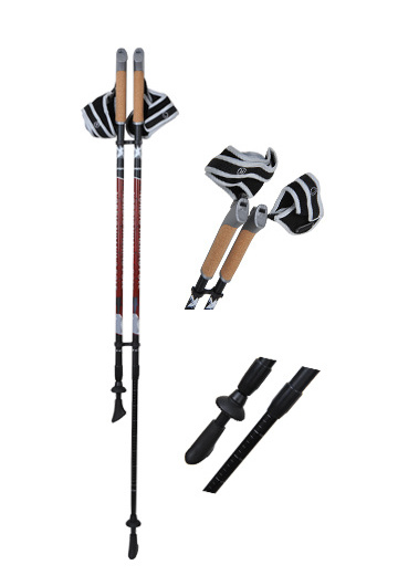 Quick lock/open strap two section comfortable trekking poles cork handle nordic walking sticks