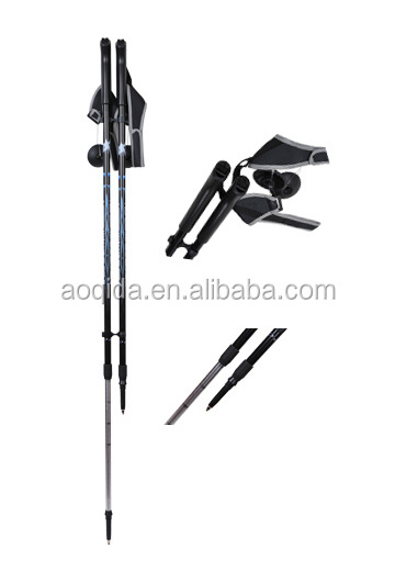 two sections alum / carbon fiber adjustable walking cane Nordic walking poles