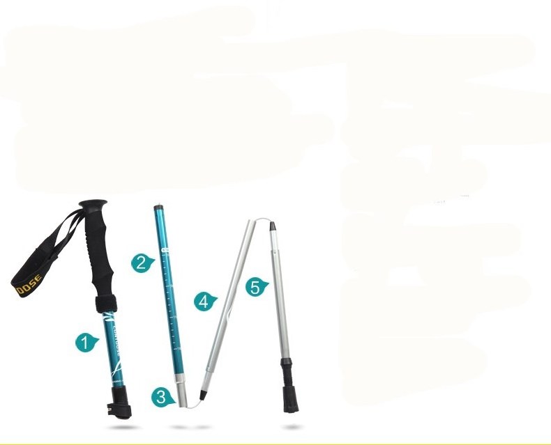 AOQIDA Foldable  five sections Hiking & Trekking Poles, 2 Extremely Lightweight Collapsible Folding Walking Sticks