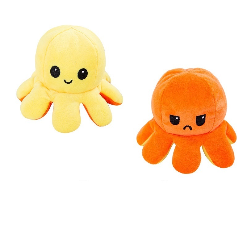 Wholesale Factory Cheap 30cm Octopus Plushie Toy Reversible Stuffed Animal Flip Emotion Reversible Stuffed Octopus Plush Toy