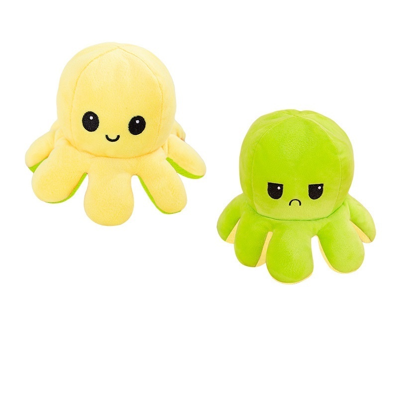 Wholesale Factory Cheap 30cm Octopus Plushie Toy Reversible Stuffed Animal Flip Emotion Reversible Stuffed Octopus Plush Toy