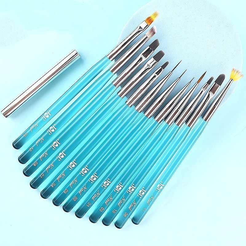 Custom Logo Nail Art Design Brush On Nail Glue Pen Painting Tools Acrylic Nail Brush Set