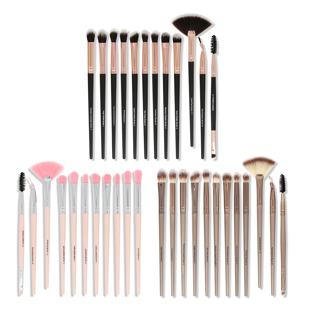 12pcs Private Label Professional Eye Shader Makeup Brushes,Blending Crease Highlight Eyebrow Eyeshadow Brush Set