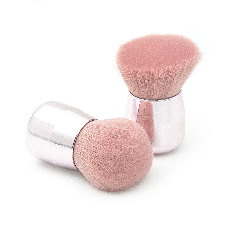 New Metal Handle Mushroom Head Cosmetic Kabuki Mini Powder Brush Nail Art Powder Dust Flocking Remover Brush