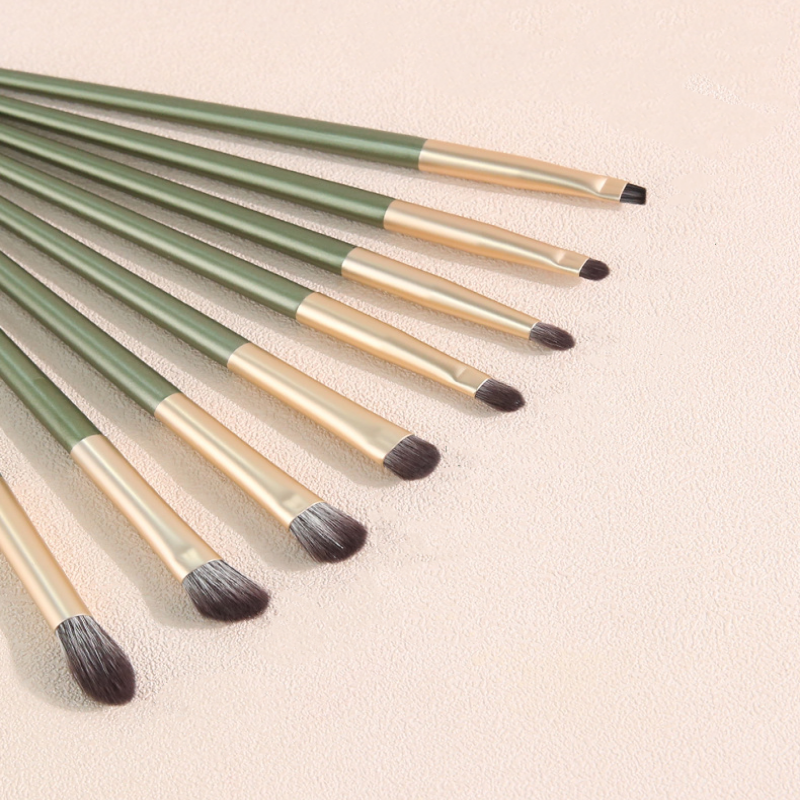 8pcs Green Eyebrow Eyeshadow Brush Set Wood Handle Eye Shader Makeup Brushes Professional Beauty Makeup Tools