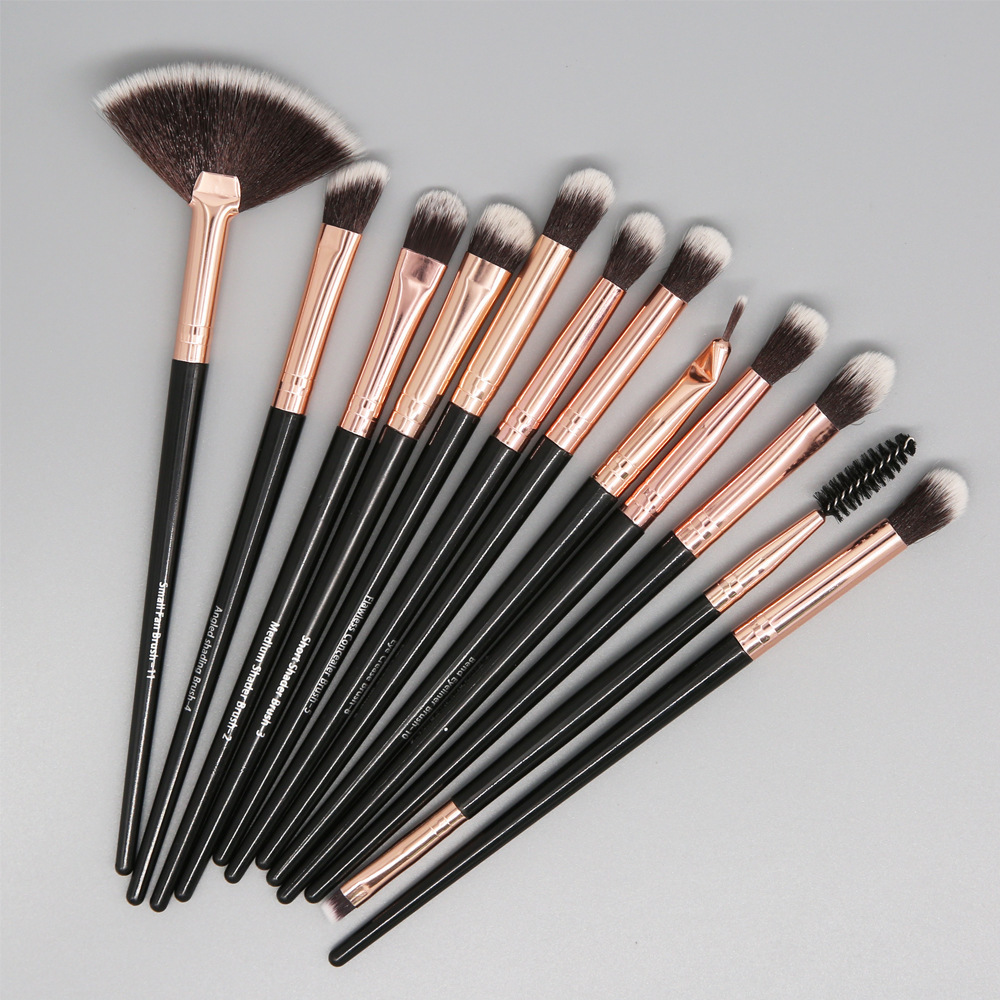 12pcs Private Label Professional Eye Shader Makeup Brushes,Blending Crease Highlight Eyebrow Eyeshadow Brush Set