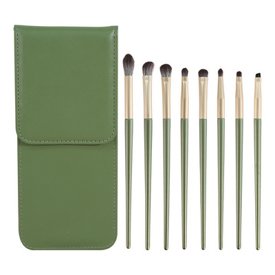 8pcs Green Eyebrow Eyeshadow Brush Set Wood Handle Eye Shader Makeup Brushes Professional Beauty Makeup Tools