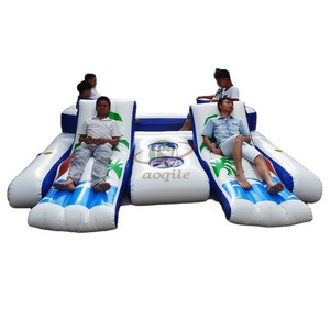 Newest Party Raft For Lake Water Sport Game Tropical Tahiti Inflatable Floating Island Lounger