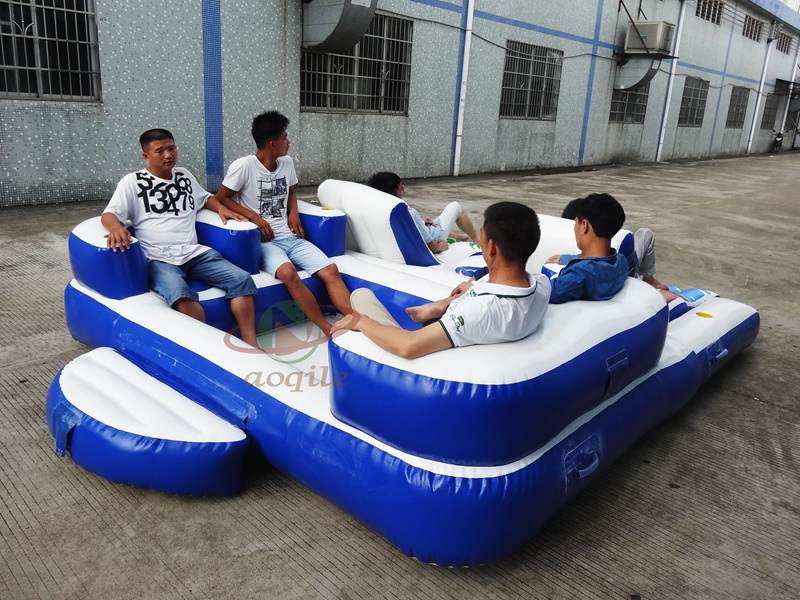 Newest Party Raft For Lake Water Sport Game Tropical Tahiti Inflatable Floating Island Lounger