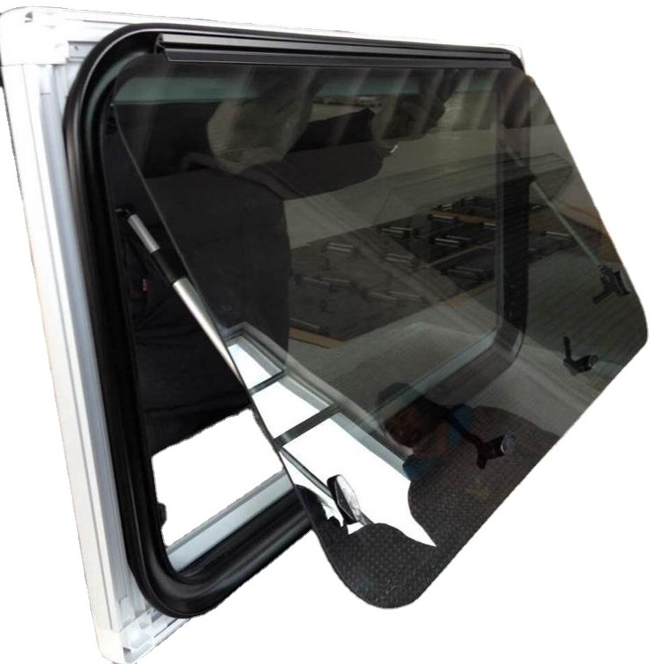 Caravan Window With Black Tempered Glass Aluminum Swing Push Out Windows With Double Glazed