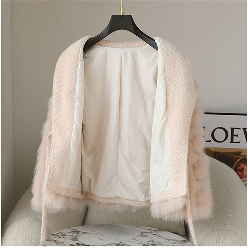 PUDI Elegant Coat New Design Soft Warm Oversize Belt Lady Jacket CT252 Real Fox Fur Women Polyester Lining Knitted Thick Parkas