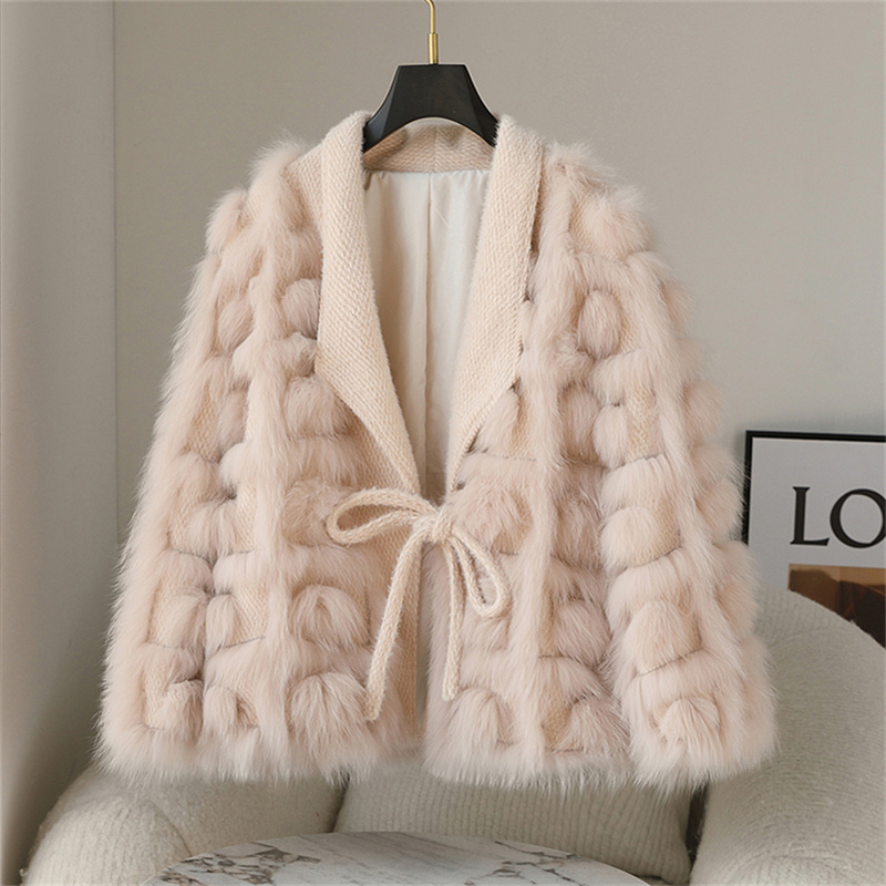 PUDI Elegant Coat New Design Soft Warm Oversize Belt Lady Jacket CT252 Real Fox Fur Women Polyester Lining Knitted Thick Parkas