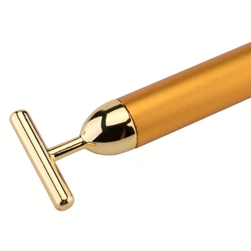 Wholesale Electric Face Roller Anti Aging Skin Lift T Shape 24K Gold Vibrating Energy Beauty Bar