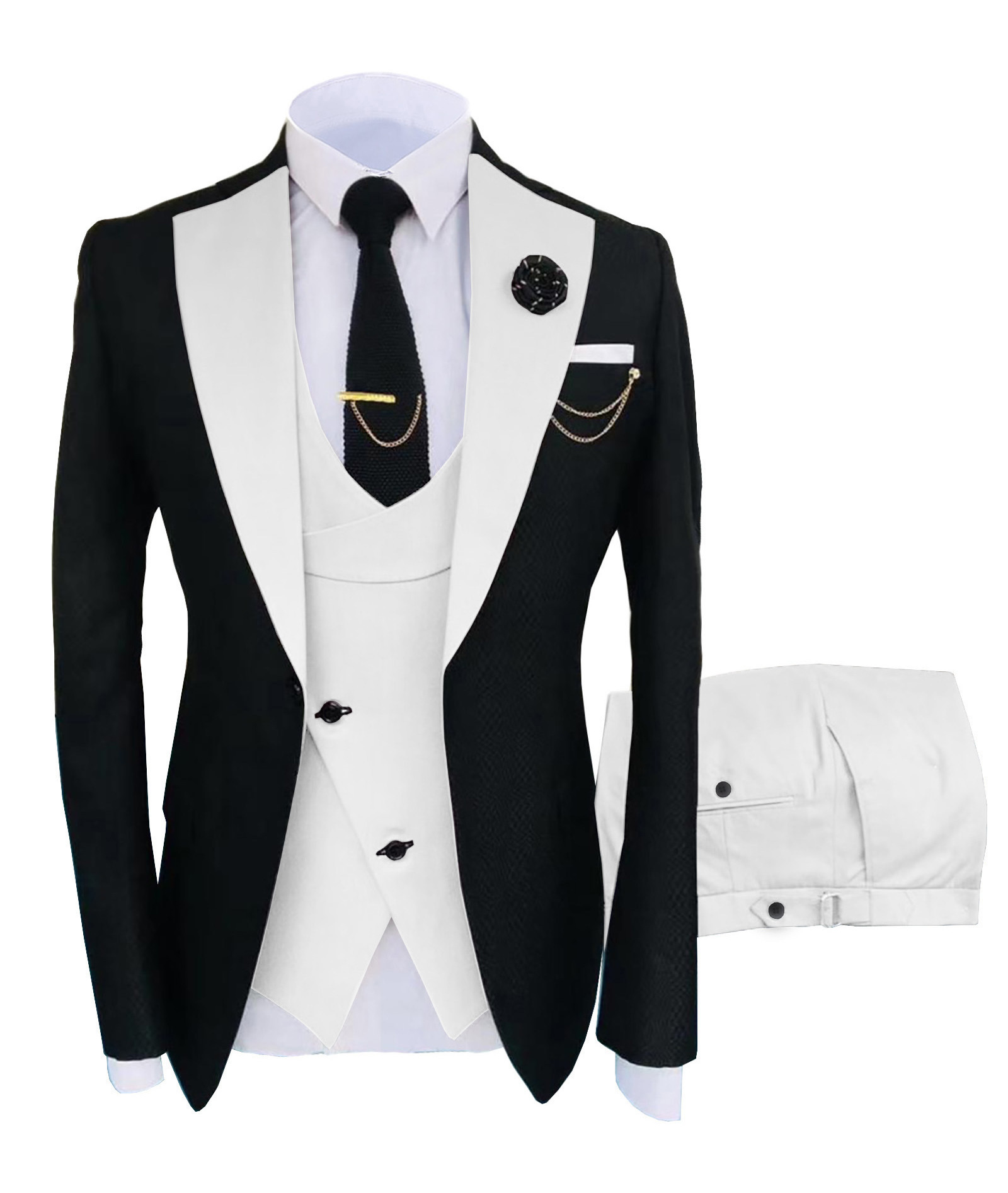 Men Tuxedo Suits Wedding Slim Blazer 3 Piece Dress Business Elegant Party Jacket Vest Pants Men's Suits Blazer High Quality