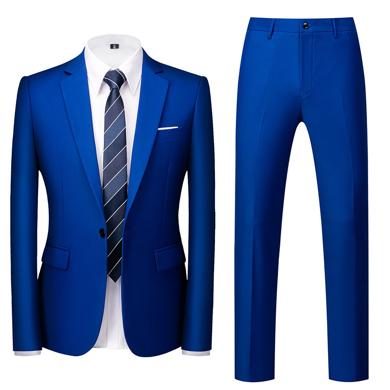 Hot Selling Slim Fit Royal Blue Office Daily Business Party Uniform Latest Wedding Coat Pant Design Top Brand Suits For Men