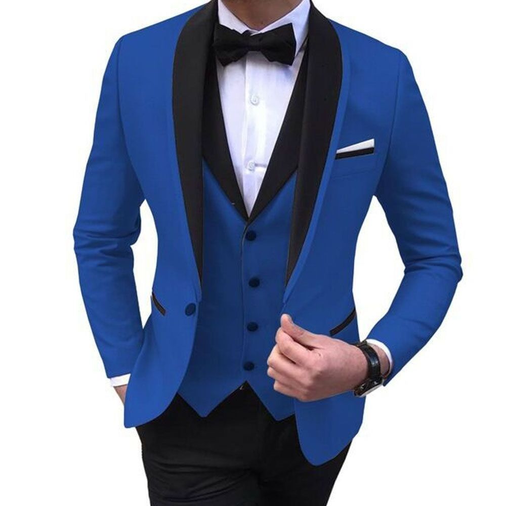 Men Suits Slim Fit 3 Pieces Formal Business Tuxedos One Button Wedding Men's Suit Men Blazer Black And White Blazer