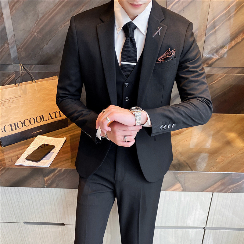 2024 Design 3 Pieces Pant Coat Slimming Suit Groom Mens Tuxedo Suits Black Formal Men's Suits