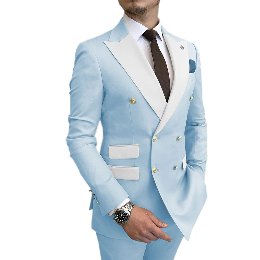 7XL Men's Two-Piece Wedding Suits Casual Double Breasted Costume Homme Plus Size Men's Suits & Blazer