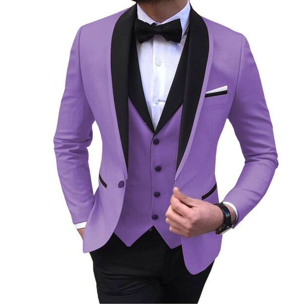 Men Suits Slim Fit 3 Pieces Formal Business Tuxedos One Button Wedding Men's Suit Men Blazer Black And White Blazer