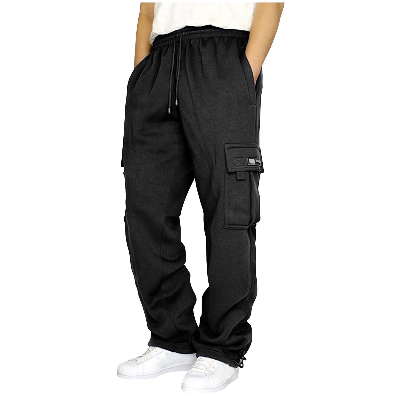 Elastic Male Waist Track Baggy Sweatpants Fuzzy Fleece Pants Khaki Plus Size Men's Trousers Plus Size Men's Pants Men