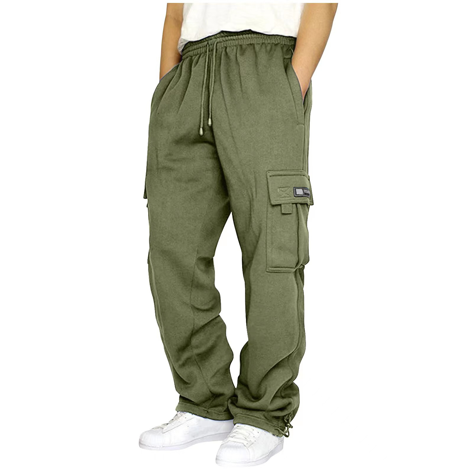 Elastic Male Waist Track Baggy Sweatpants Fuzzy Fleece Pants Khaki Plus Size Men's Trousers Plus Size Men's Pants Men