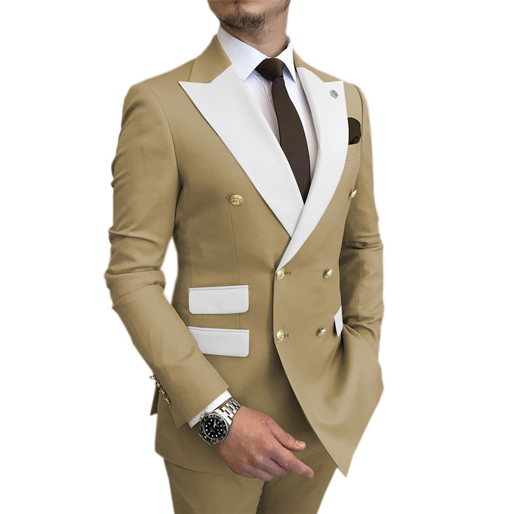 7XL Men's Two-Piece Wedding Suits Casual Double Breasted Costume Homme Plus Size Men's Suits & Blazer