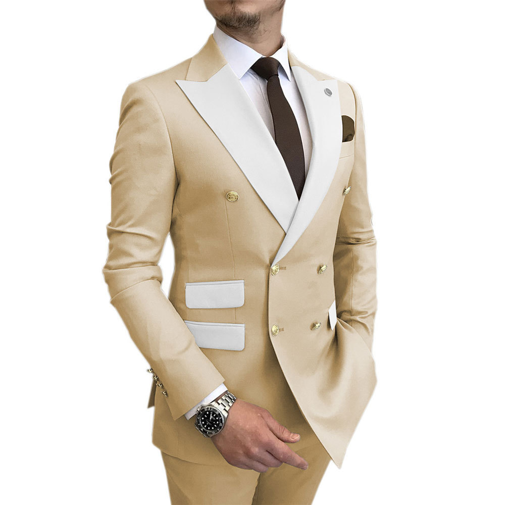 7XL Men's Two-Piece Wedding Suits Casual Double Breasted Costume Homme Plus Size Men's Suits & Blazer