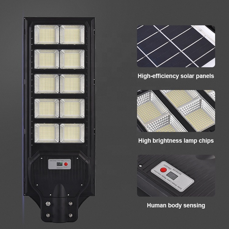 AORUITAI Remote Control IP65 ABS Lamp 200Watt 400Watt 600Watt Solar Powered Led Street Light