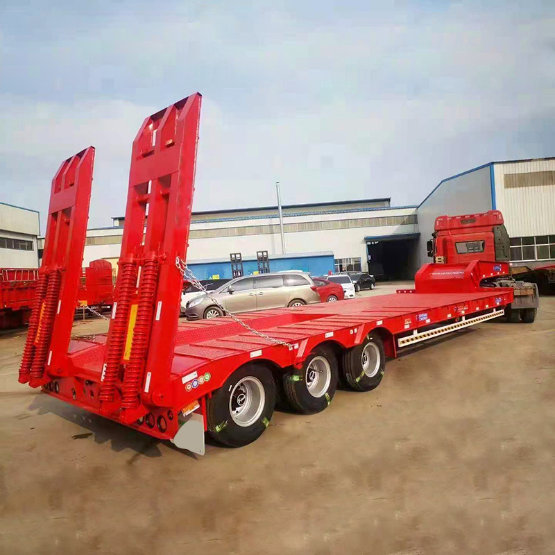 low-priced  second-hand 3 axles towing trailer Low flatbed semi-trailer for sale