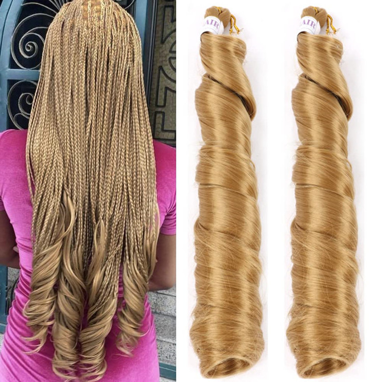 For black people wholesale body wave spanish spiral french curl braids crochet extension ombre synthetic curly braiding hair